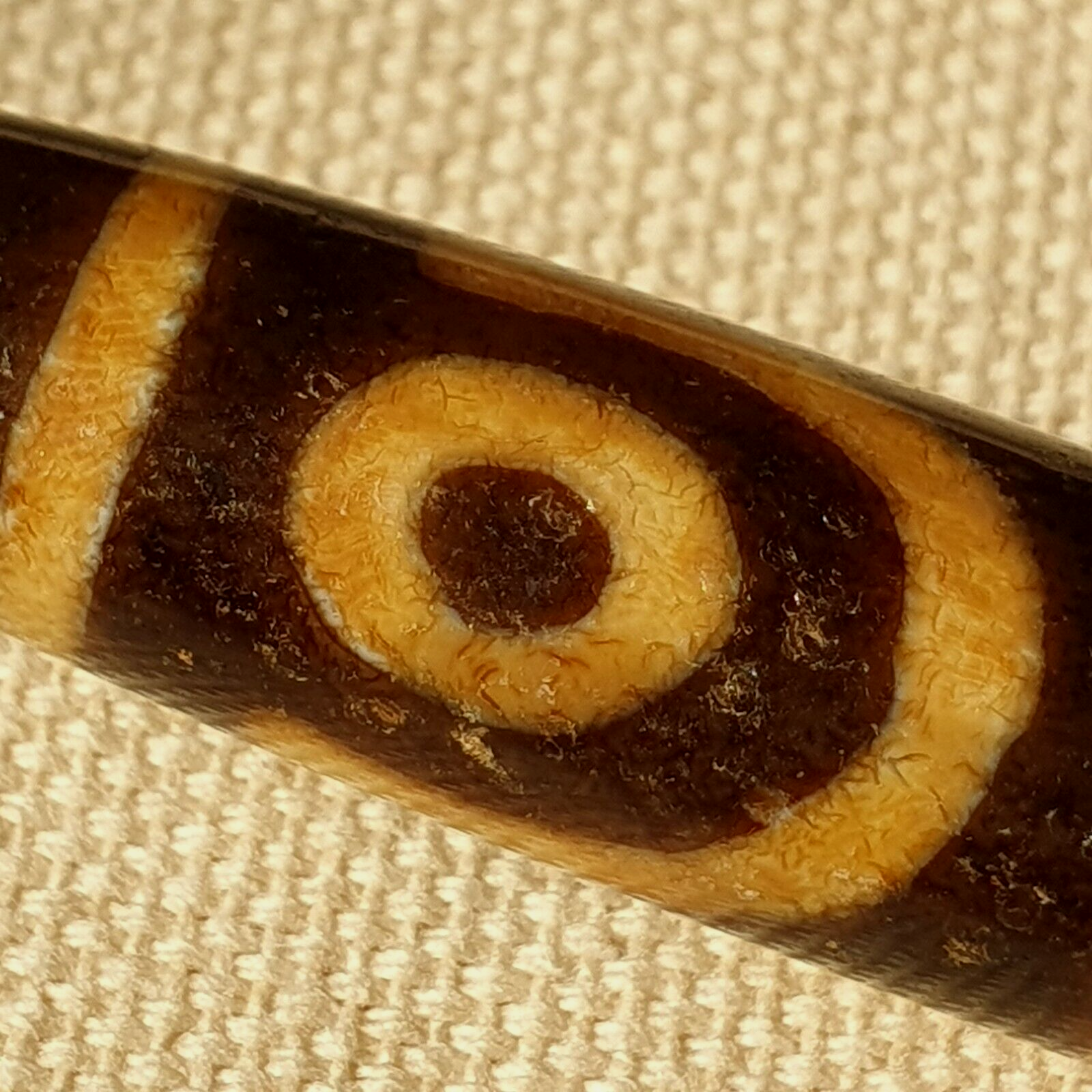 Original Tibetan Two Eyes Dzi Bead,  Pure Cinnamon eyes Agate