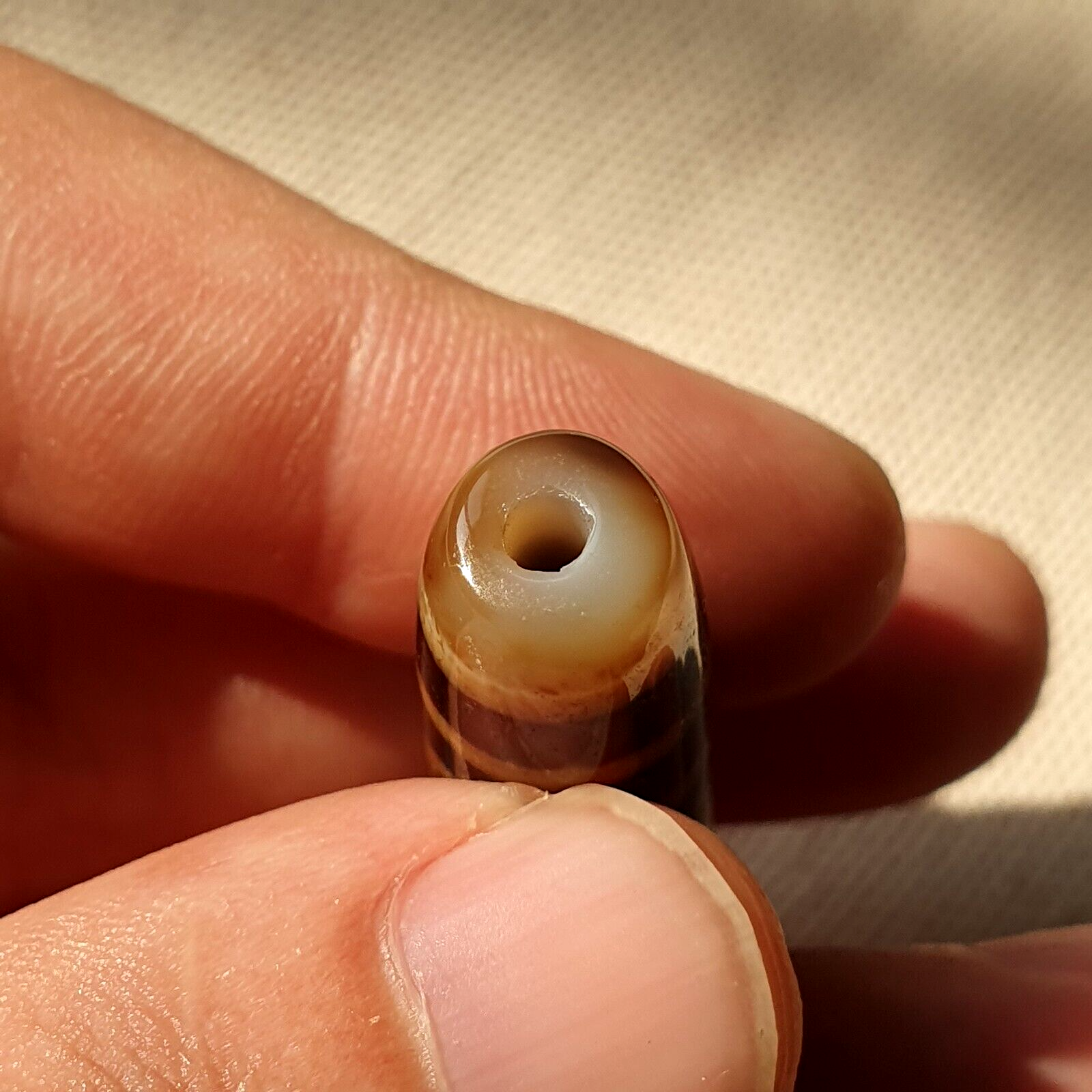 Original Tibetan Two Eyes Dzi Bead,  Pure Cinnamon eyes Agate