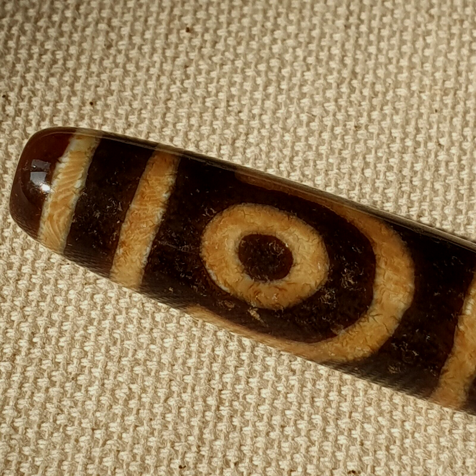Original Tibetan Two Eyes Dzi Bead,  Pure Cinnamon eyes Agate