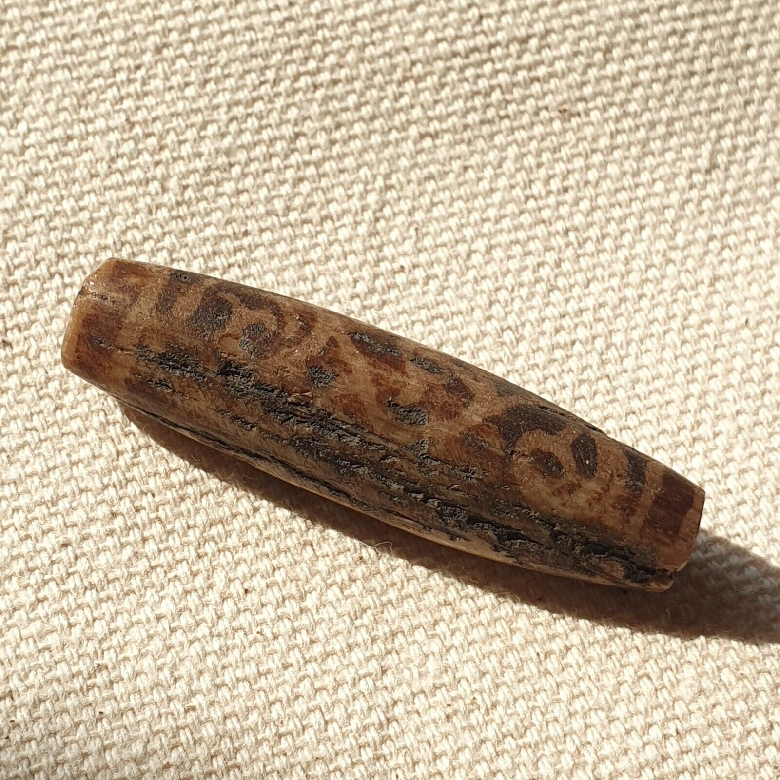 Asian Burmese Antique Pumtek petrified Wood Stone bead