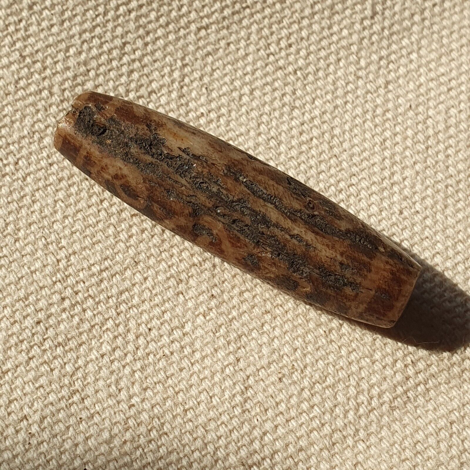 Asian Burmese Antique Pumtek petrified Wood Stone bead