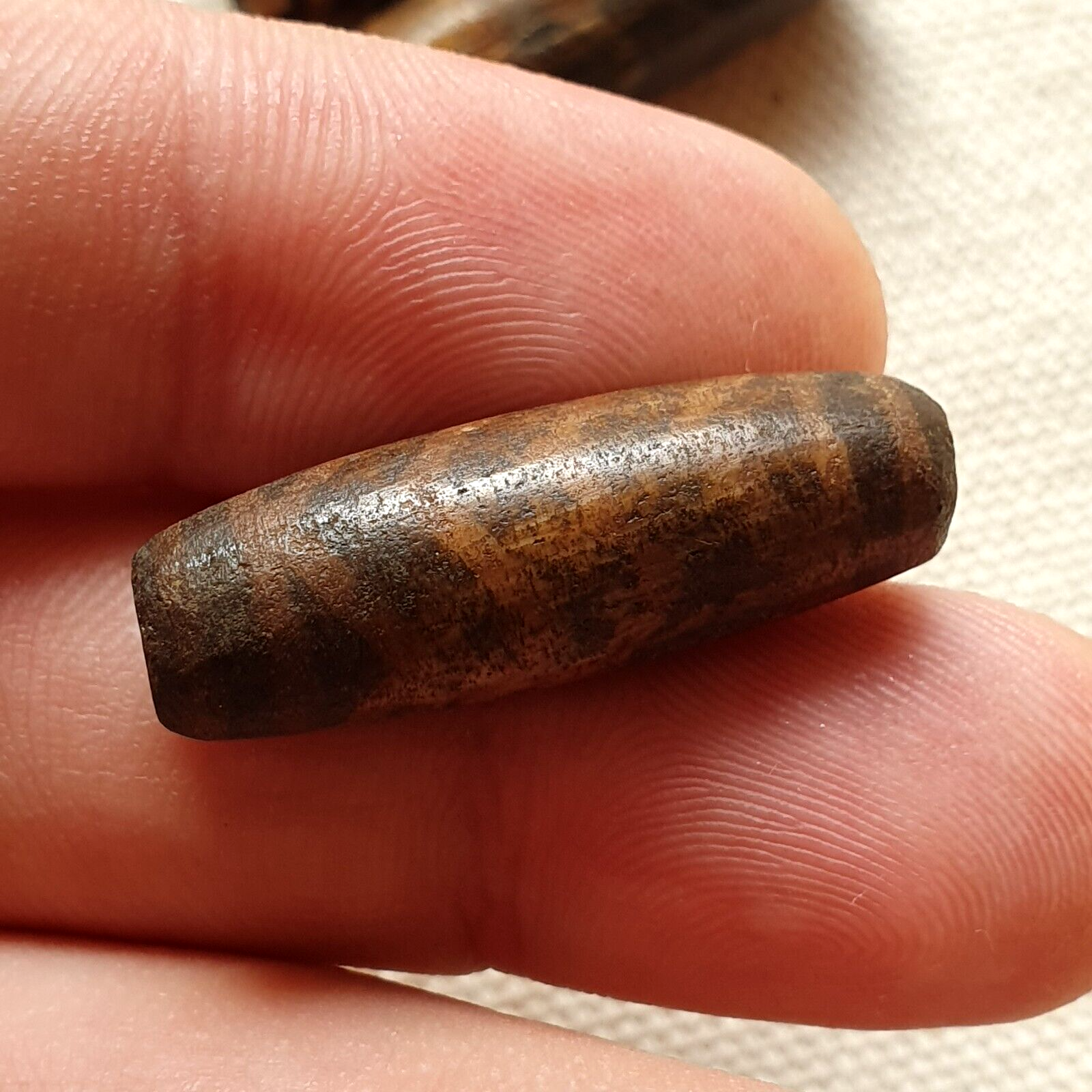 Lot 6 Asian Burmese Antique Pumtek petrified Wood Stone beads