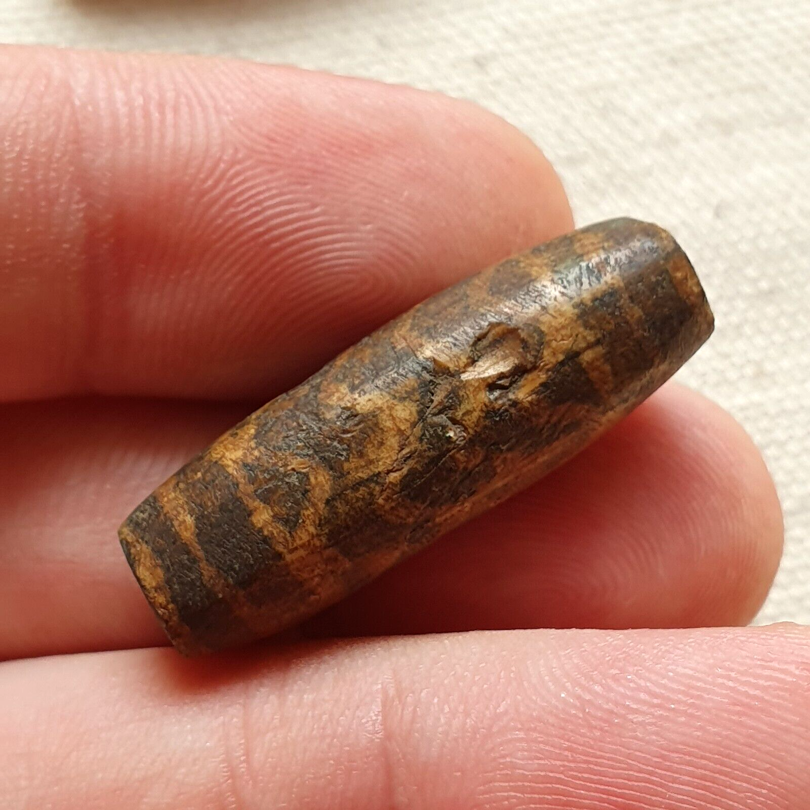 Lot 6 Asian Burmese Antique Pumtek petrified Wood Stone beads