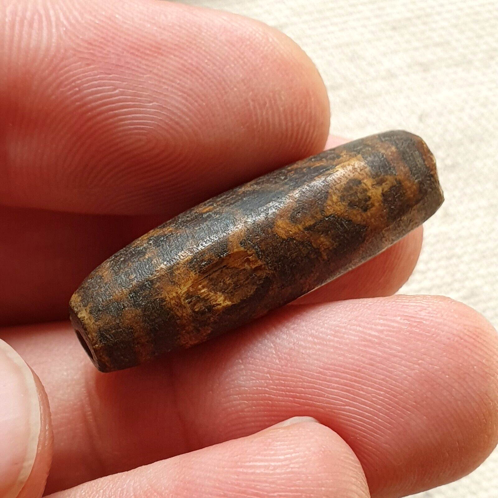 Lot 6 Asian Burmese Antique Pumtek petrified Wood Stone beads