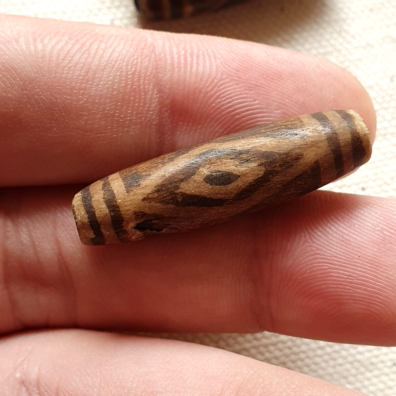 Lot 6 Asian Burmese Antique Pumtek petrified Wood Stone beads