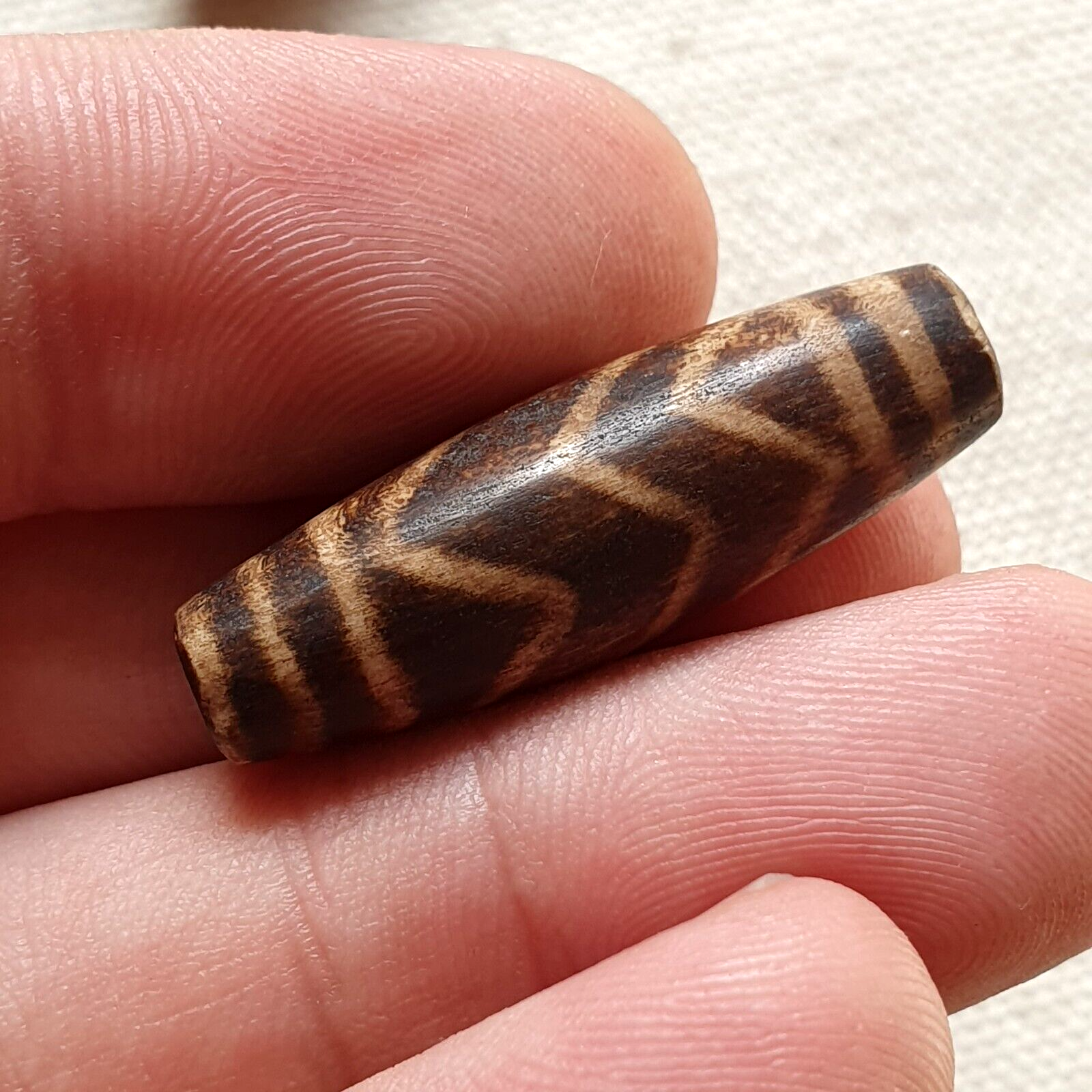 Lot 6 Asian Burmese Antique Pumtek petrified Wood Stone beads