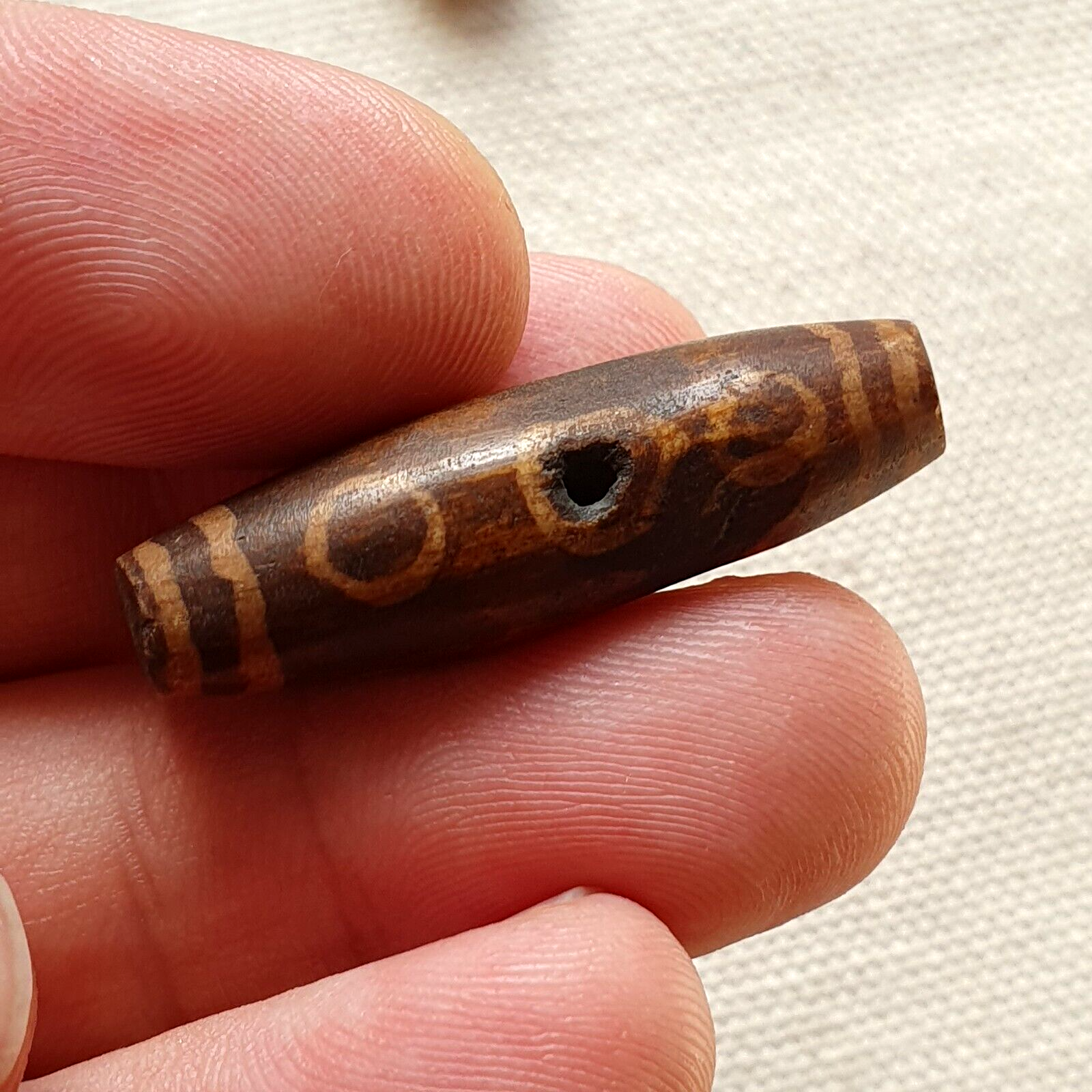 Lot 6 Asian Burmese Antique Pumtek petrified Wood Stone beads