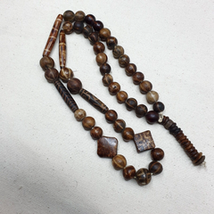 Rare Antique Old PUMTEK BEADS Necklace Palmwood Great Patterns