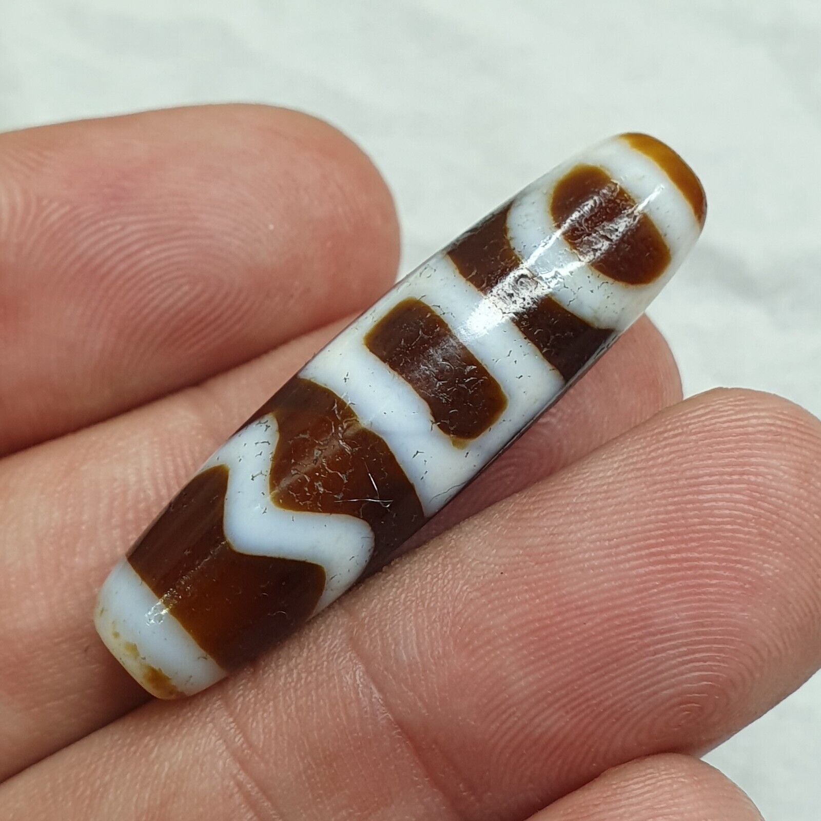 Tibetan Himalayan Sakor Dzi Agate stone Dzi Bead Amulet