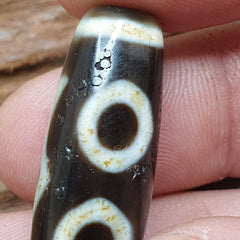 Old Tibetan Himalayan 3 Eyes pattern BON Dzi Agate Bead Amulet
