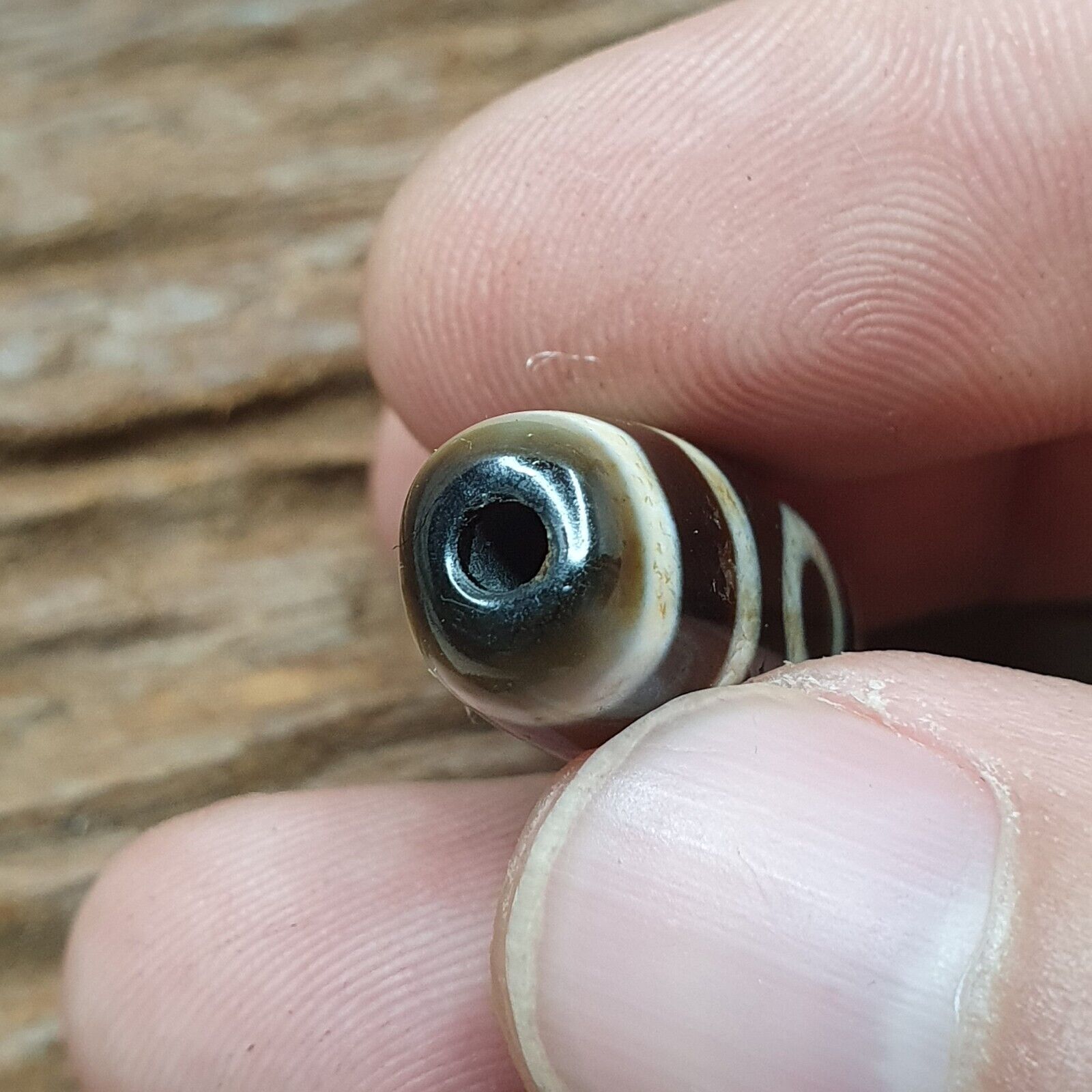 Old Tibetan Himalayan 3 Eyes pattern BON Dzi Agate Bead Amulet