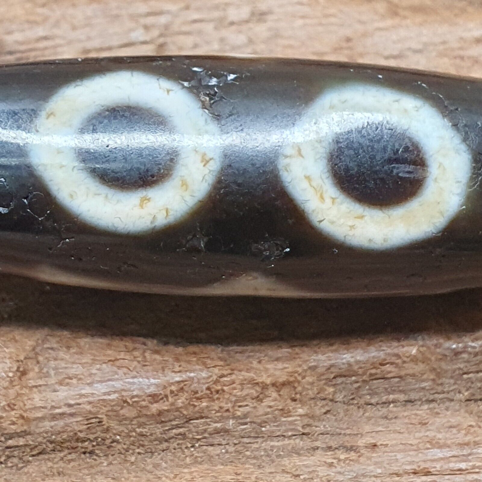 Old Tibetan Himalayan 3 Eyes pattern BON Dzi Agate Bead Amulet