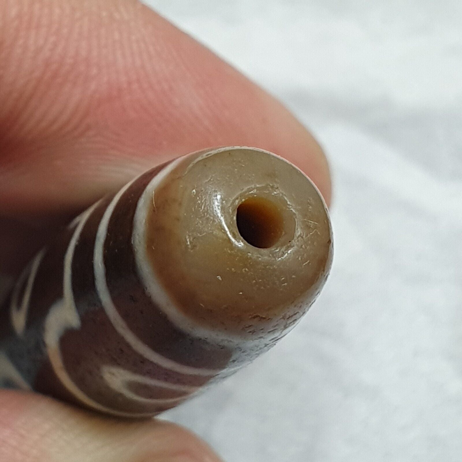 Vintage Tibetan Himalayan 6 Eyes Unique pattern Agate stone Dzi Bead Amulet