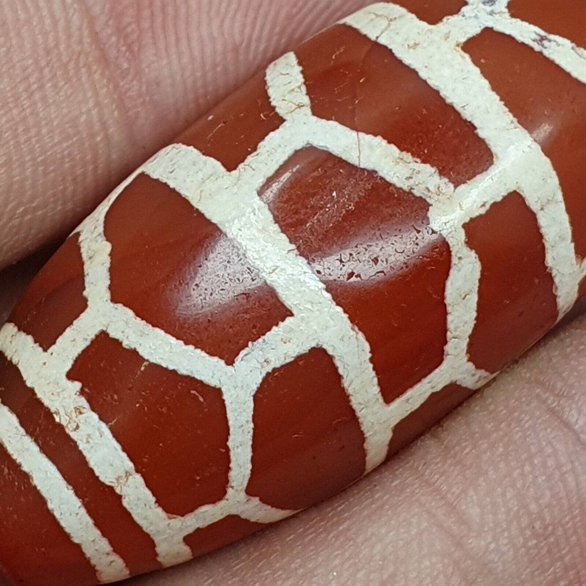 A Huge Carnelian Etched Agate Antique Jewelry Beads Pendant 44x20mm