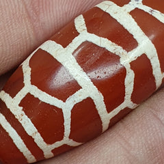 A Huge Carnelian Etched Agate Antique Jewelry Beads Pendant 44x20mm