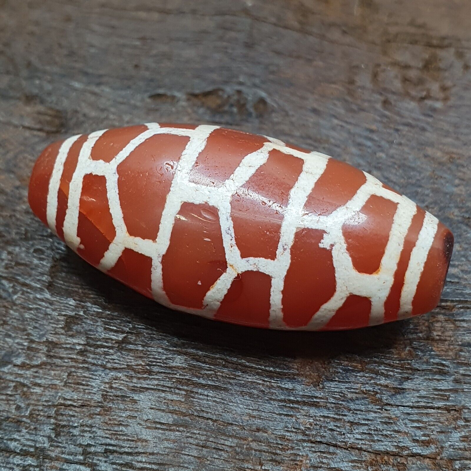 A Huge Carnelian Etched Agate Antique Jewelry Beads Pendant 44x20mm