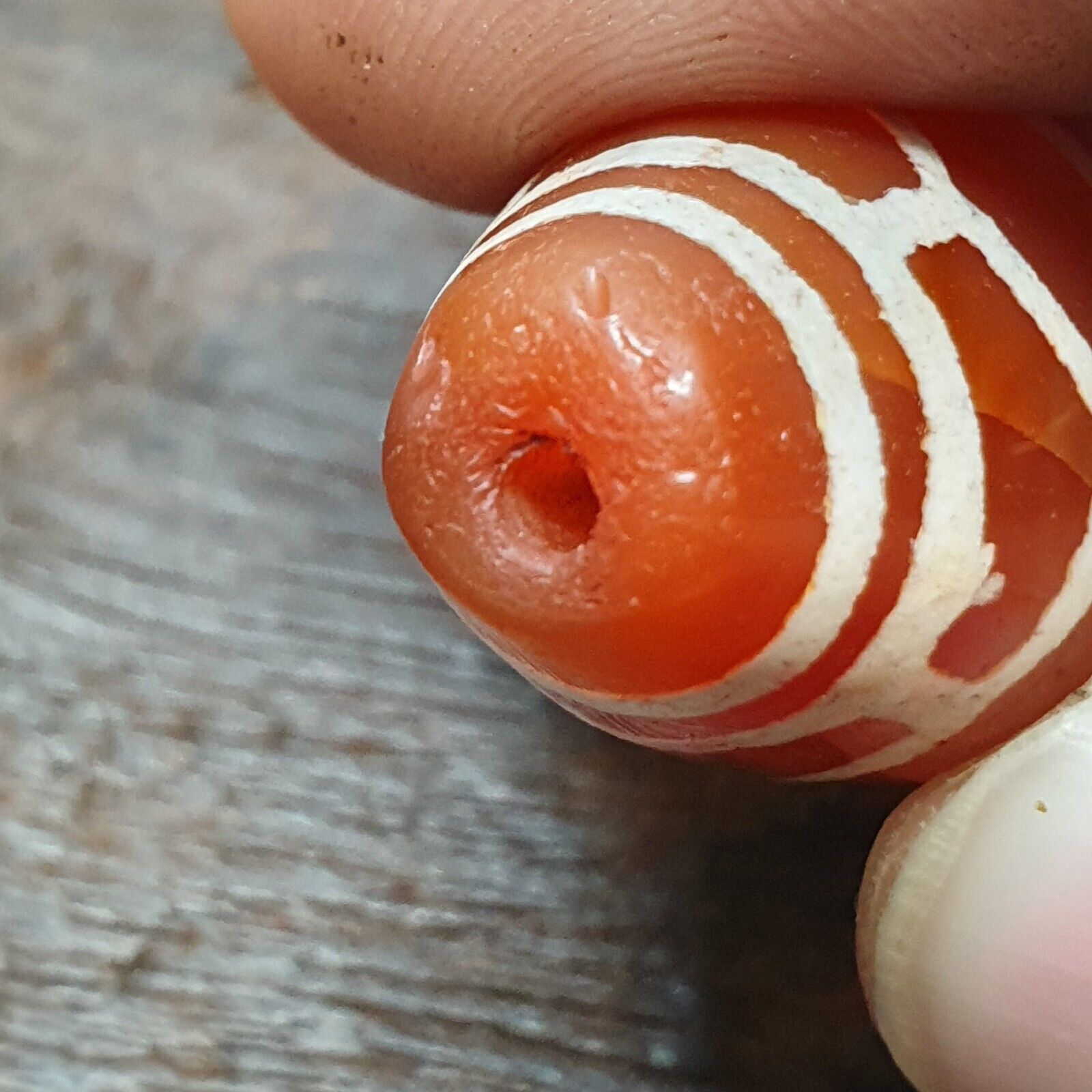 A Huge Carnelian Etched Agate Antique Jewelry Beads Pendant 44x20mm