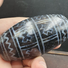 Huge Bead Indus Valley Etched Black Agate Antique Jewelry Beads Pendant