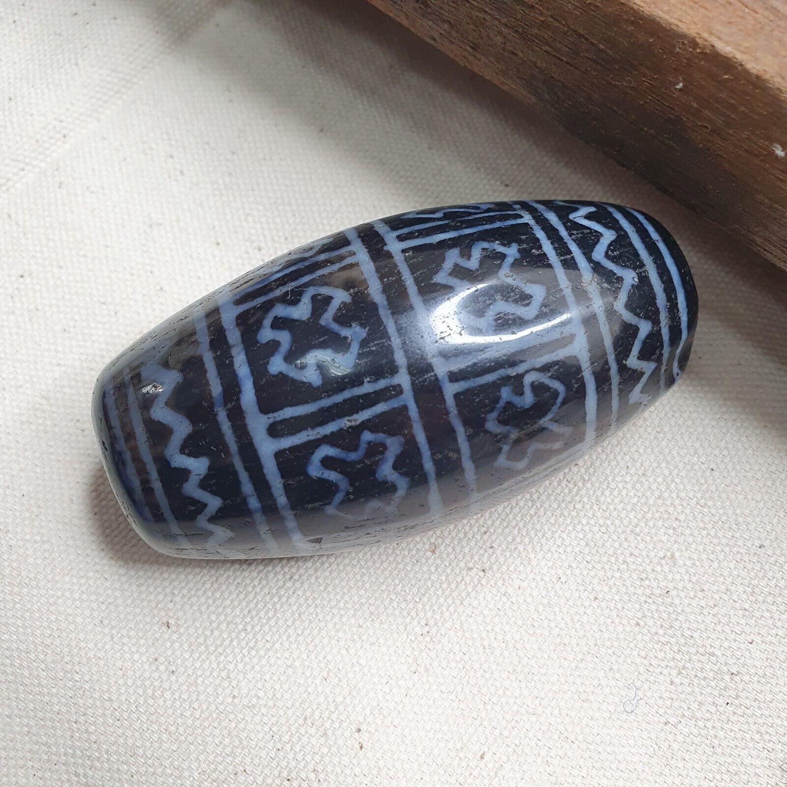 Huge Bead Indus Valley Etched Black Agate Antique Jewelry Beads Pendant