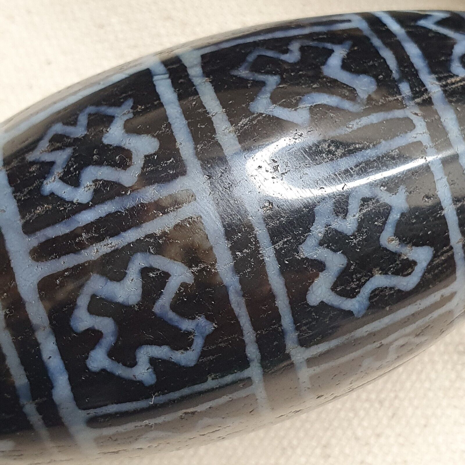 Huge Bead Indus Valley Etched Black Agate Antique Jewelry Beads Pendant