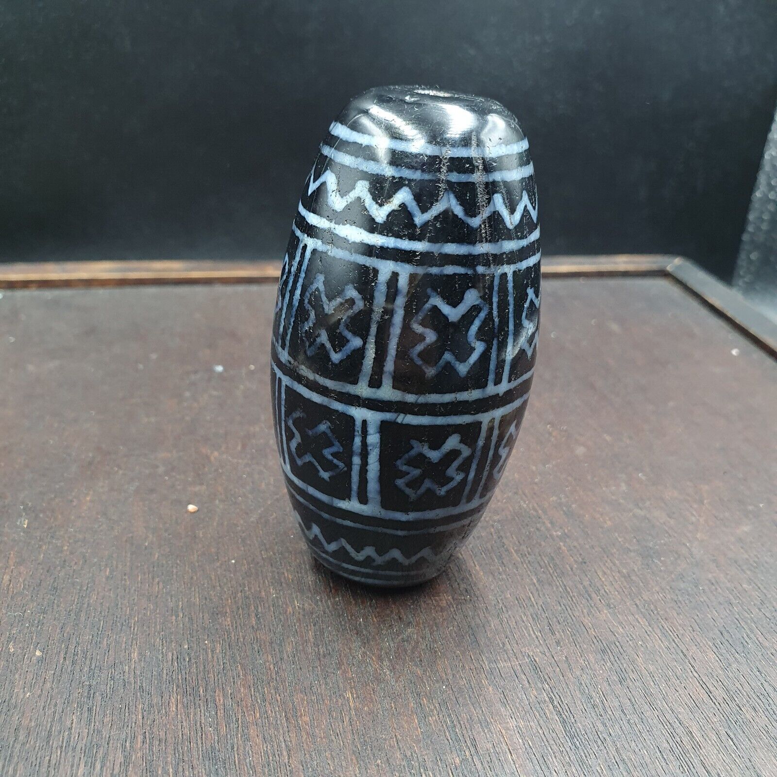 Huge Bead Indus Valley Etched Black Agate Antique Jewelry Beads Pendant