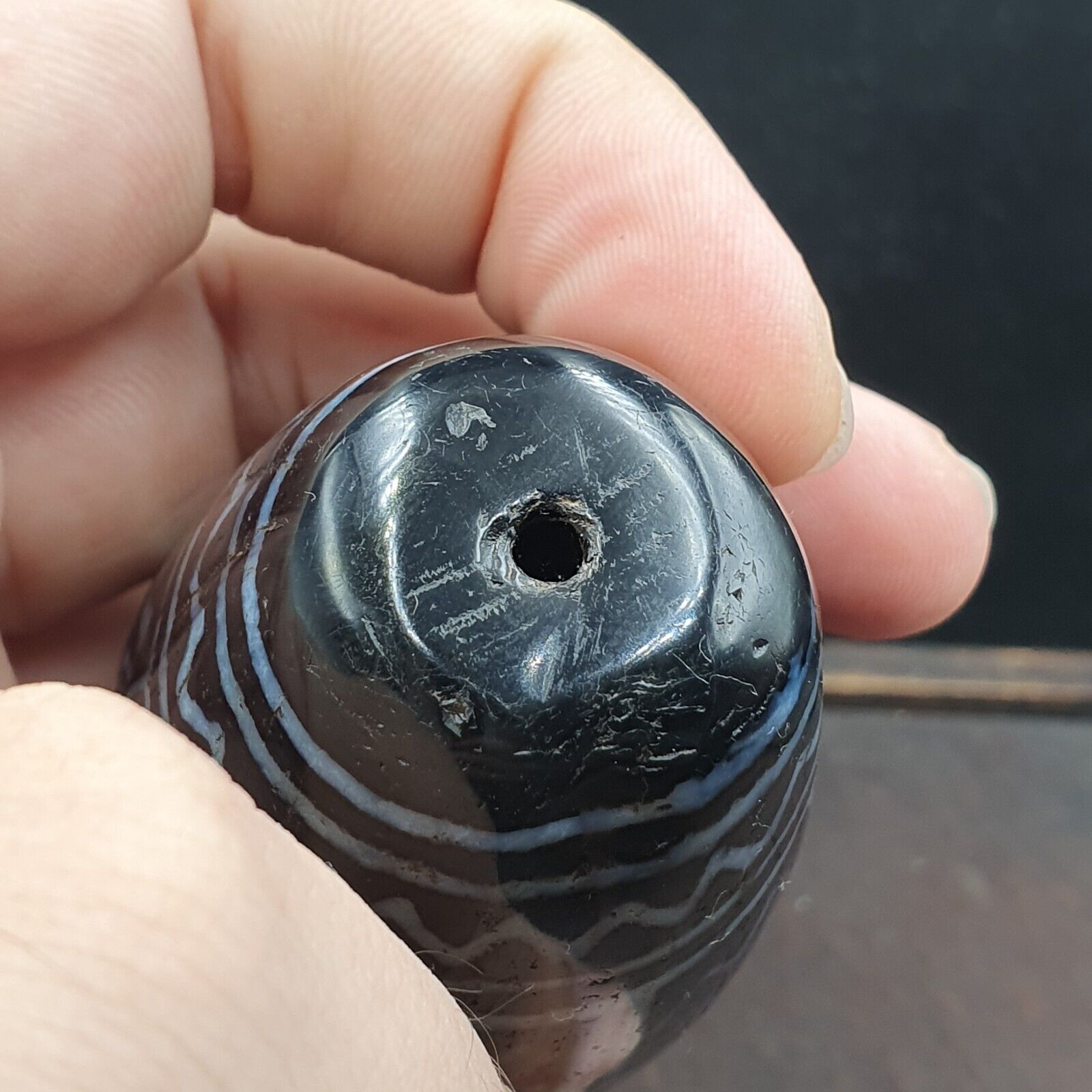 Huge Bead Indus Valley Etched Black Agate Antique Jewelry Beads Pendant