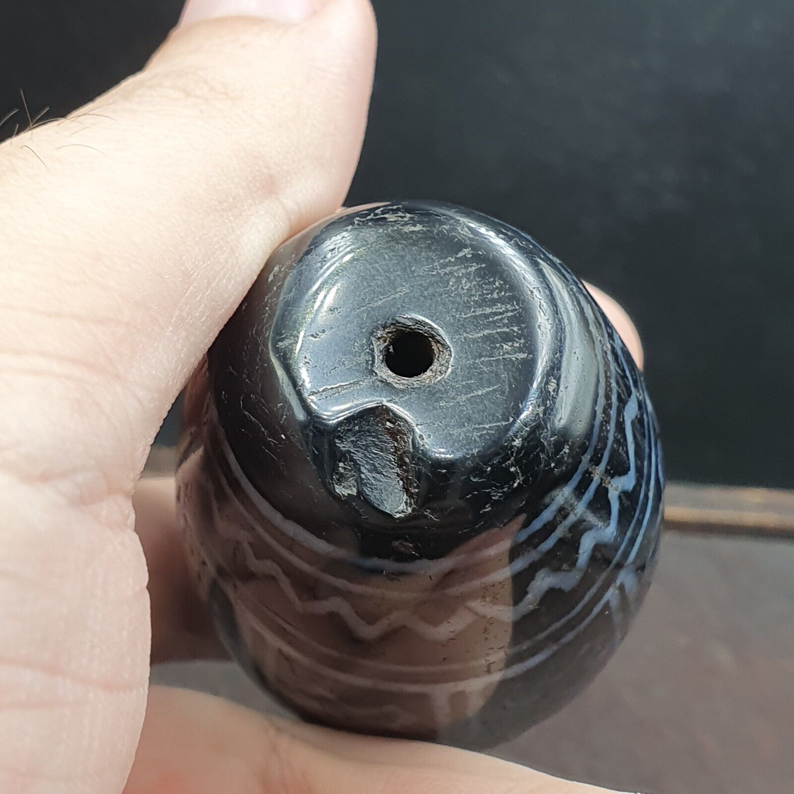 Huge Bead Indus Valley Etched Black Agate Antique Jewelry Beads Pendant