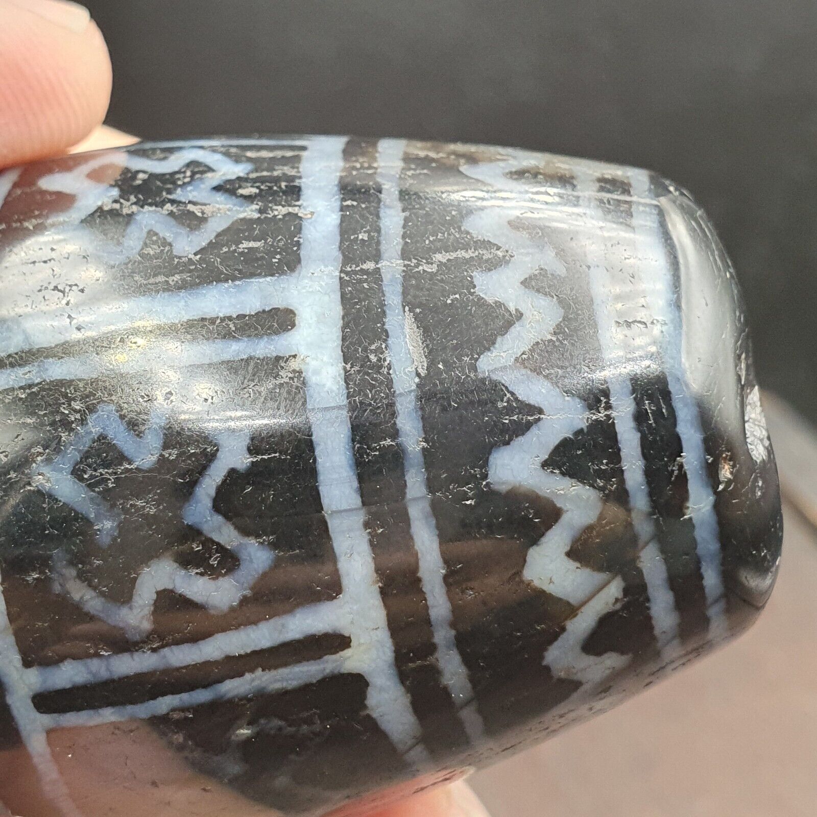 Huge Bead Indus Valley Etched Black Agate Antique Jewelry Beads Pendant