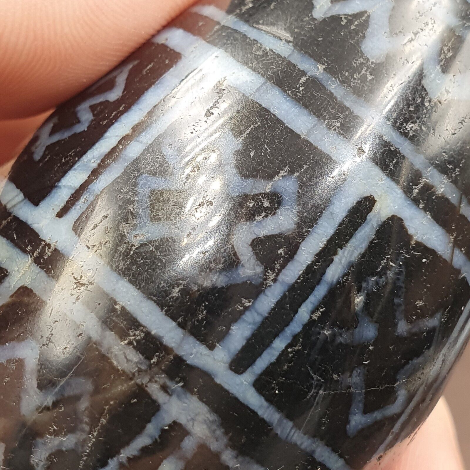 Huge Bead Indus Valley Etched Black Agate Antique Jewelry Beads Pendant