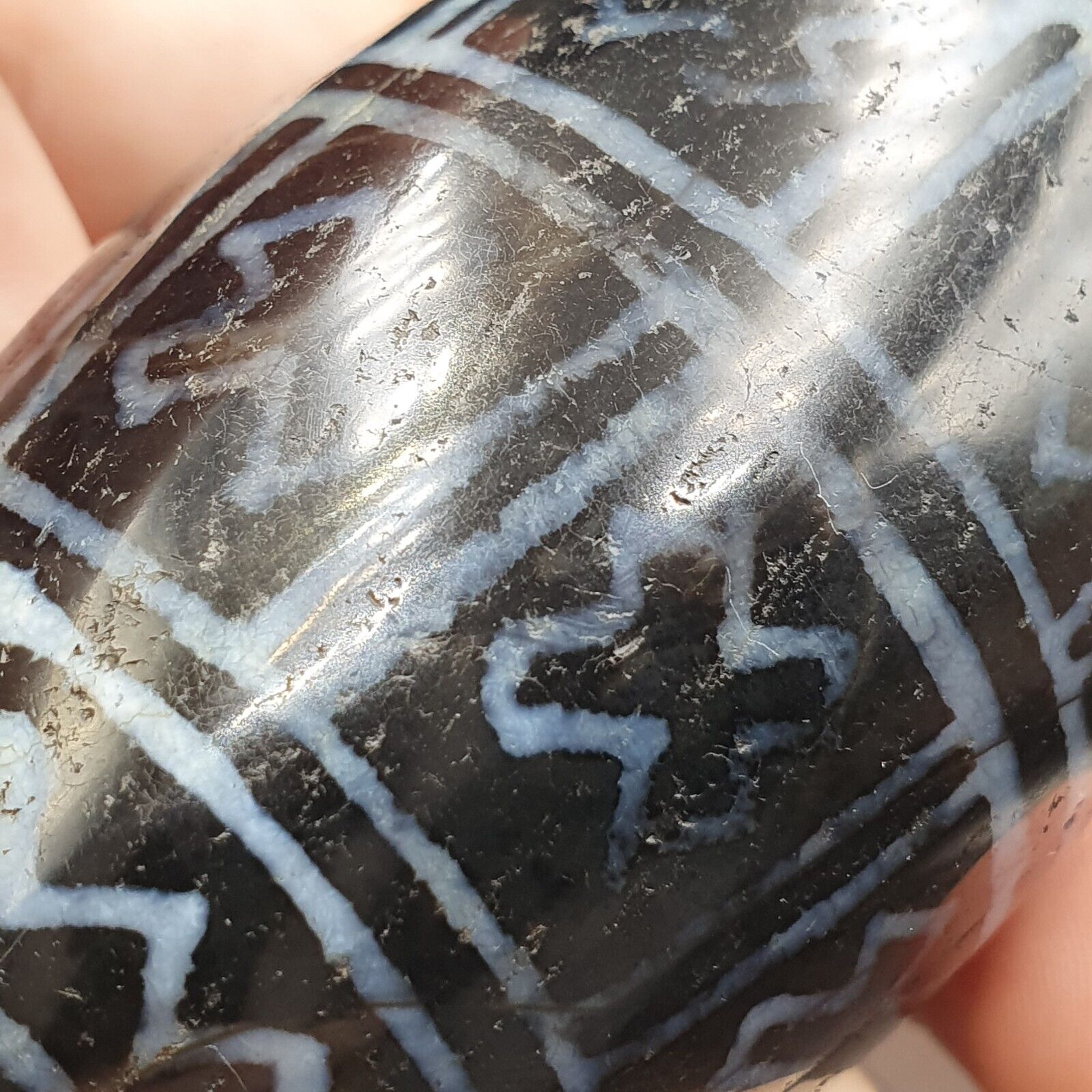 Huge Bead Indus Valley Etched Black Agate Antique Jewelry Beads Pendant