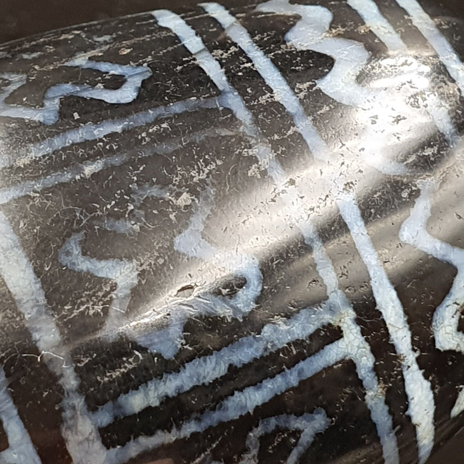 Huge Bead Indus Valley Etched Black Agate Antique Jewelry Beads Pendant