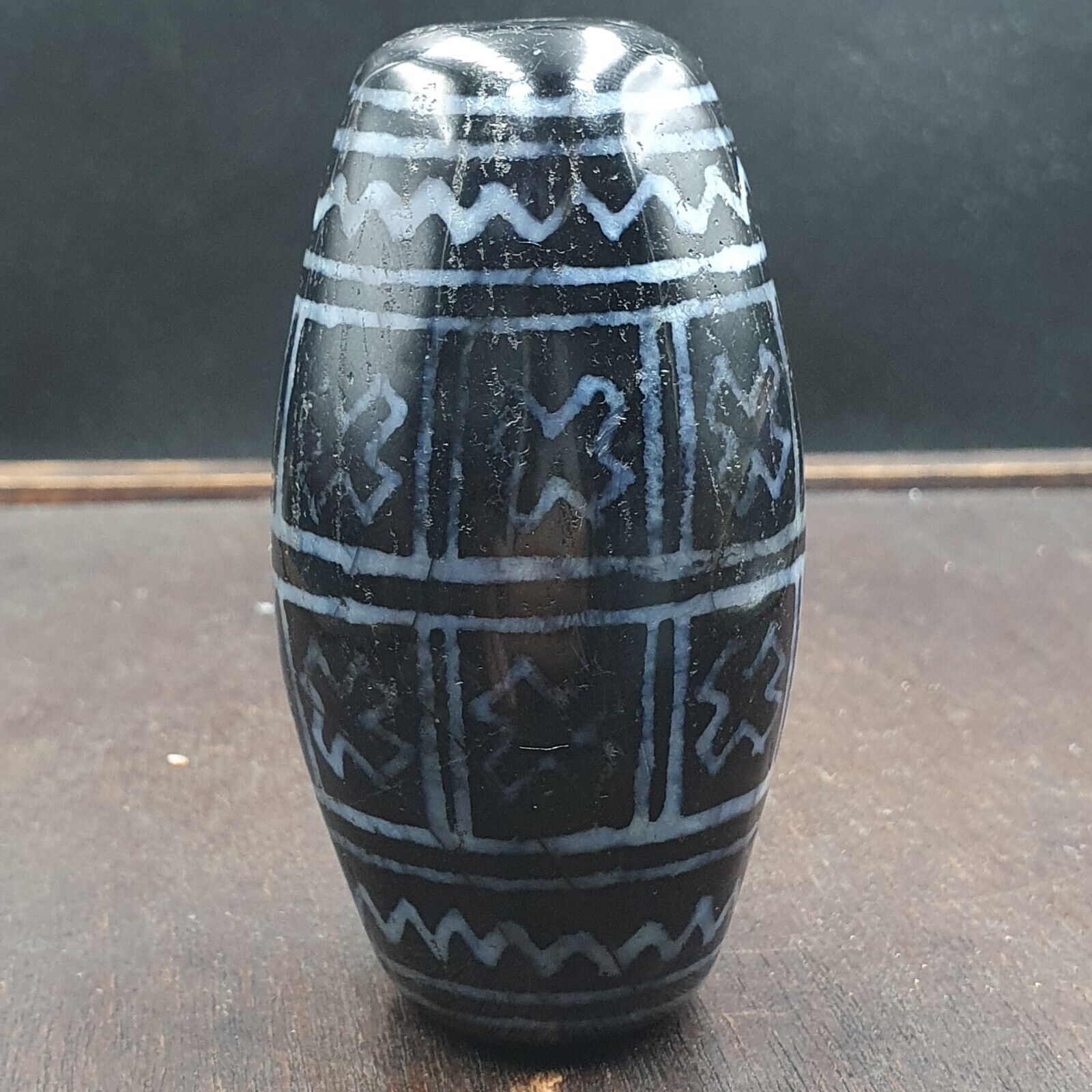 Huge Bead Indus Valley Etched Black Agate Antique Jewelry Beads Pendant