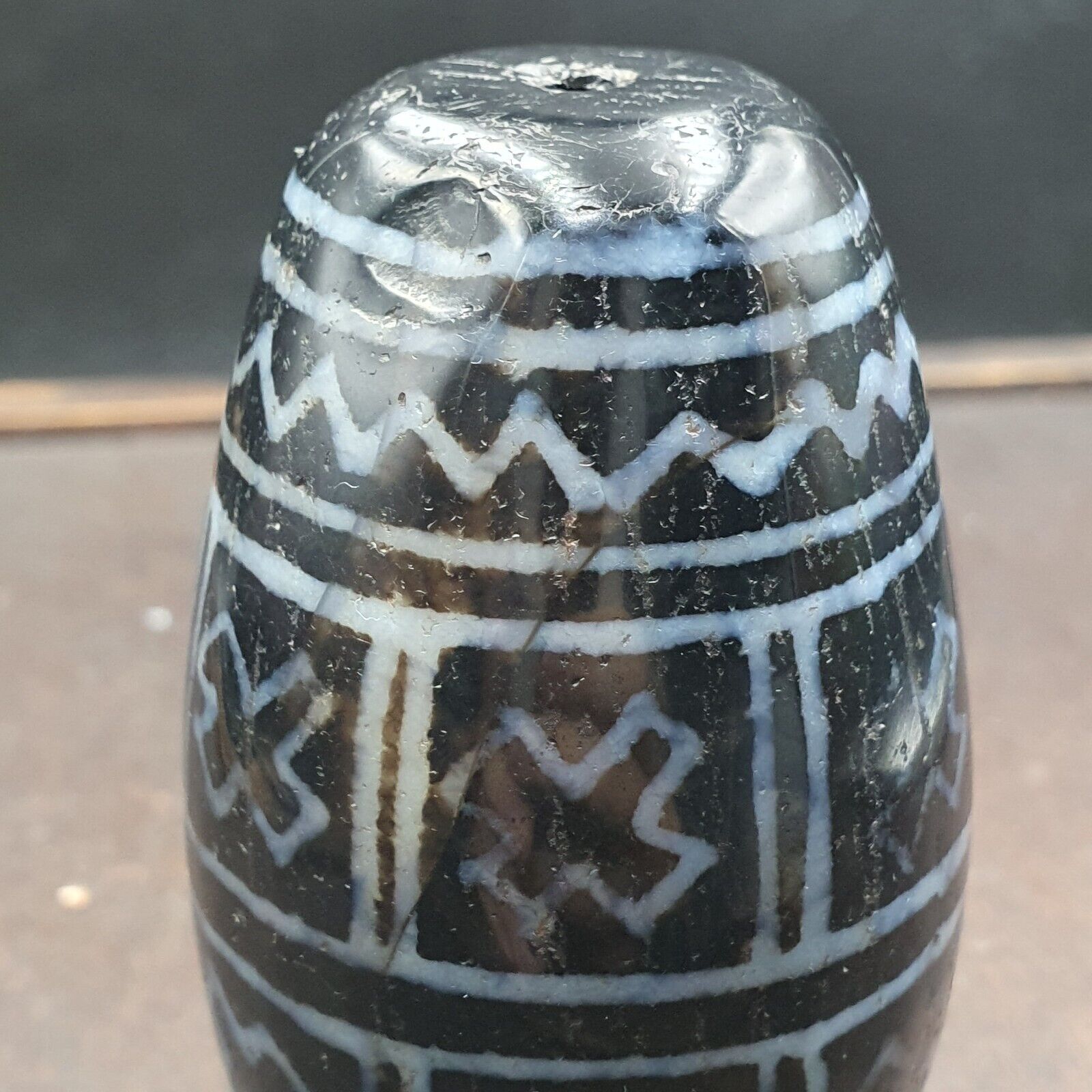 Huge Bead Indus Valley Etched Black Agate Antique Jewelry Beads Pendant