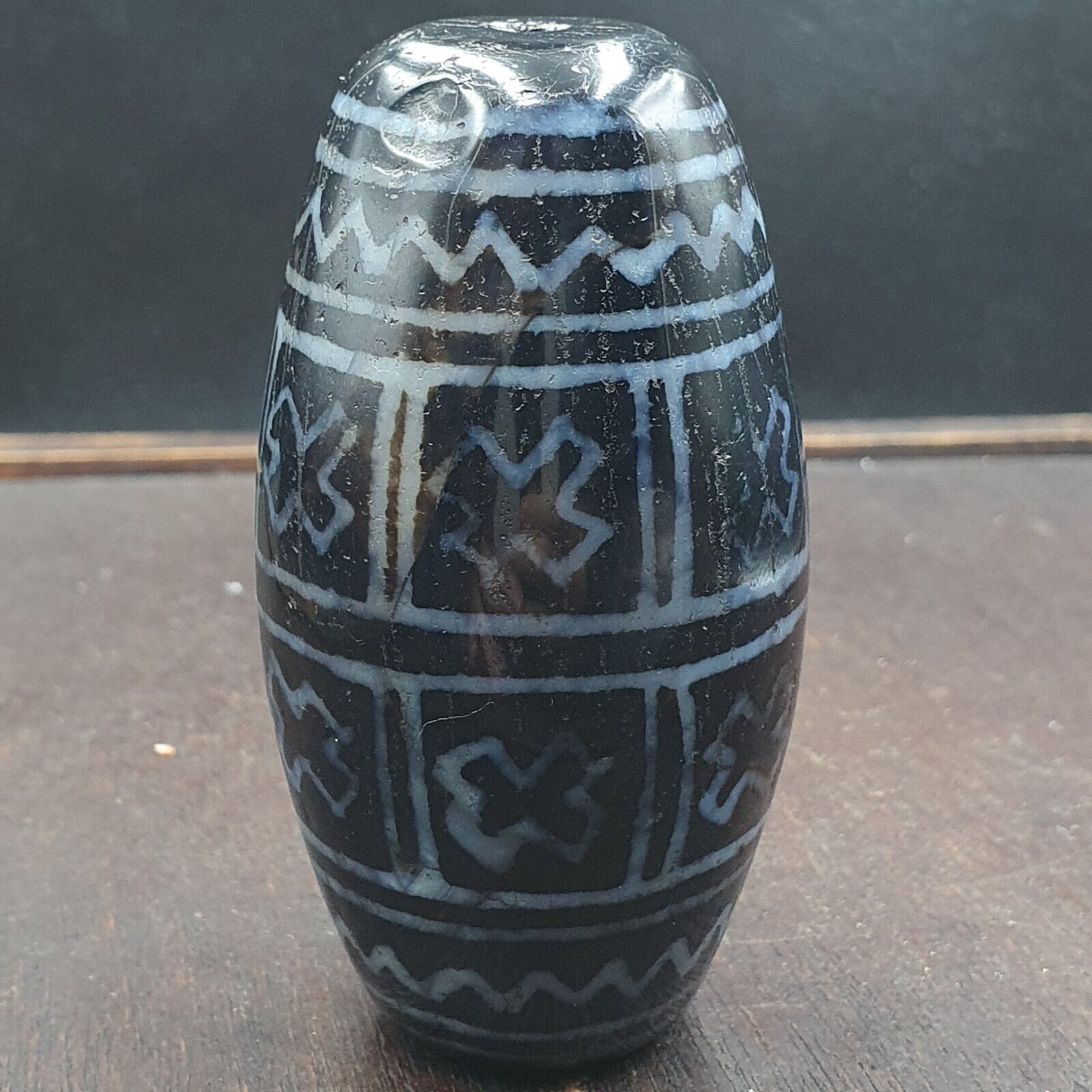 Huge Bead Indus Valley Etched Black Agate Antique Jewelry Beads Pendant