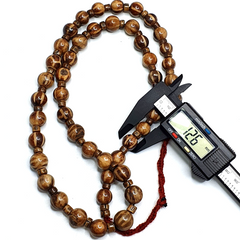 Asian Burmese Old Pumtek Petrified Wood Decorated Stone beads Strand necklace