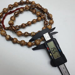 Asian Burmese Old Pumtek Petrified Wood Decorated Stone beads Strand necklace