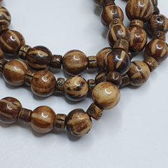 Asian Burmese Old Pumtek Palm Wood Stone beads Strand Long necklace