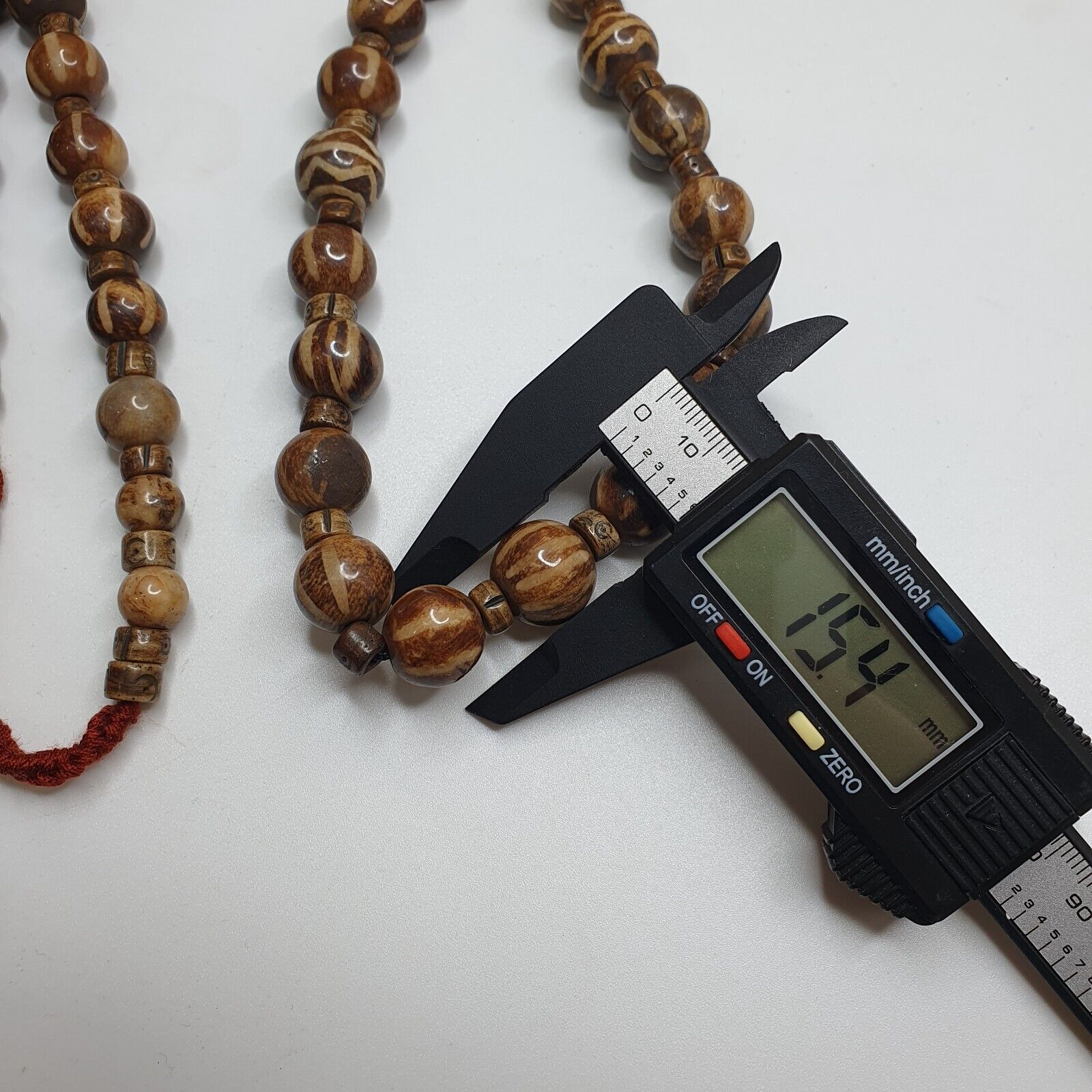 Asian Burmese Old Pumtek Palm Wood Stone beads Strand Long necklace