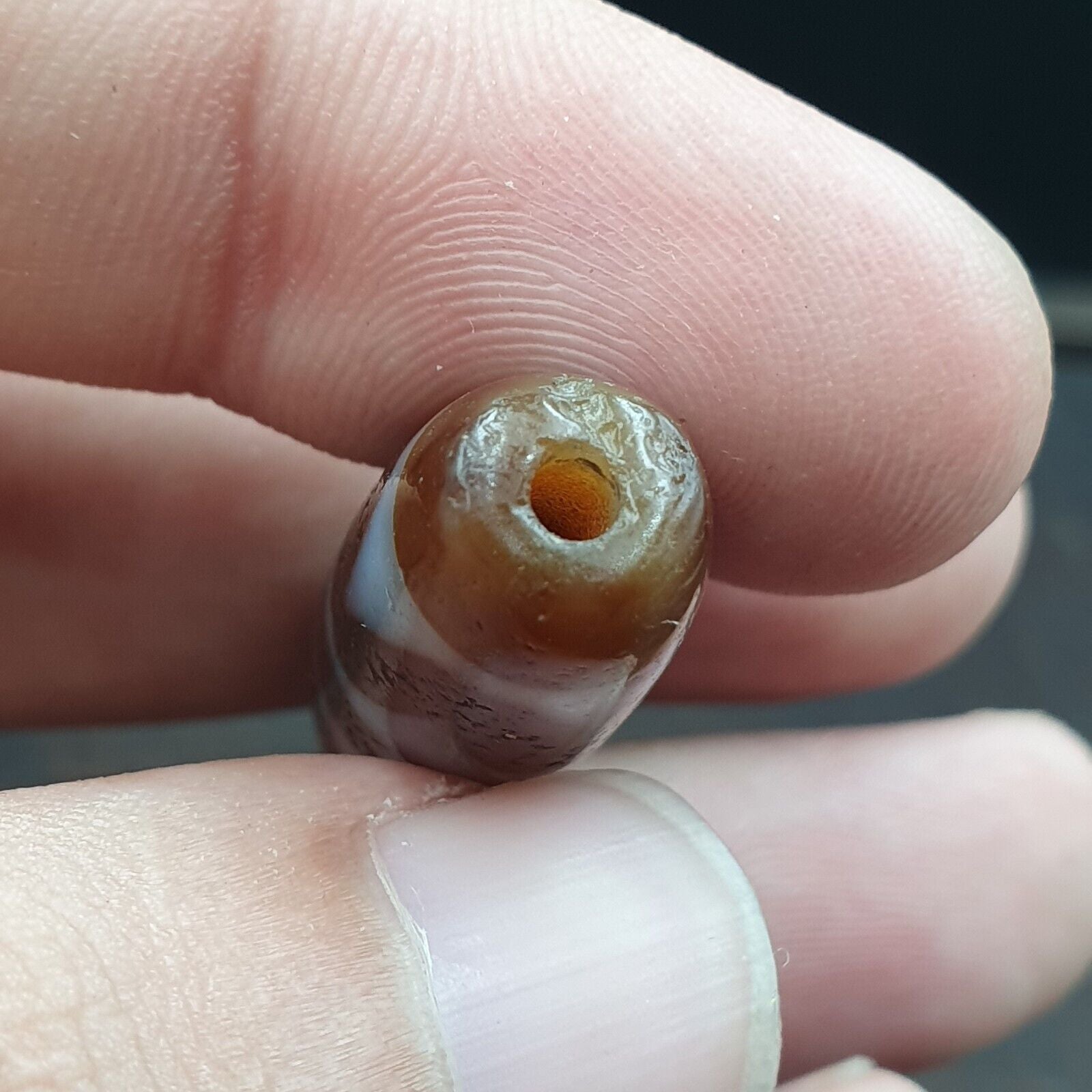 Double Ripple totem Antique Tibetan Agate Dzi Bead Amulet Very Rare bead