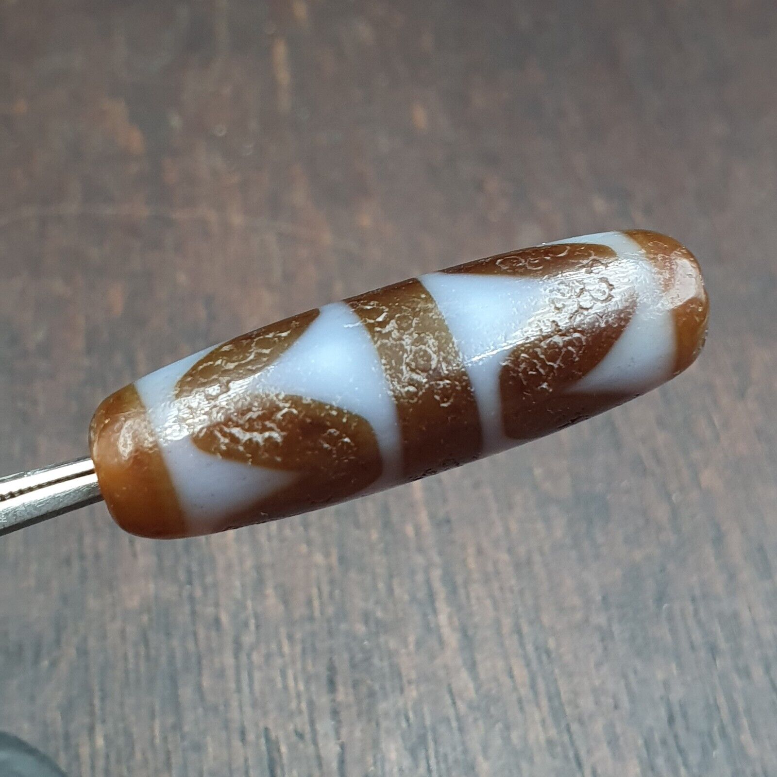 Double Ripple totem Antique Tibetan Agate Dzi Bead Amulet Very Rare bead