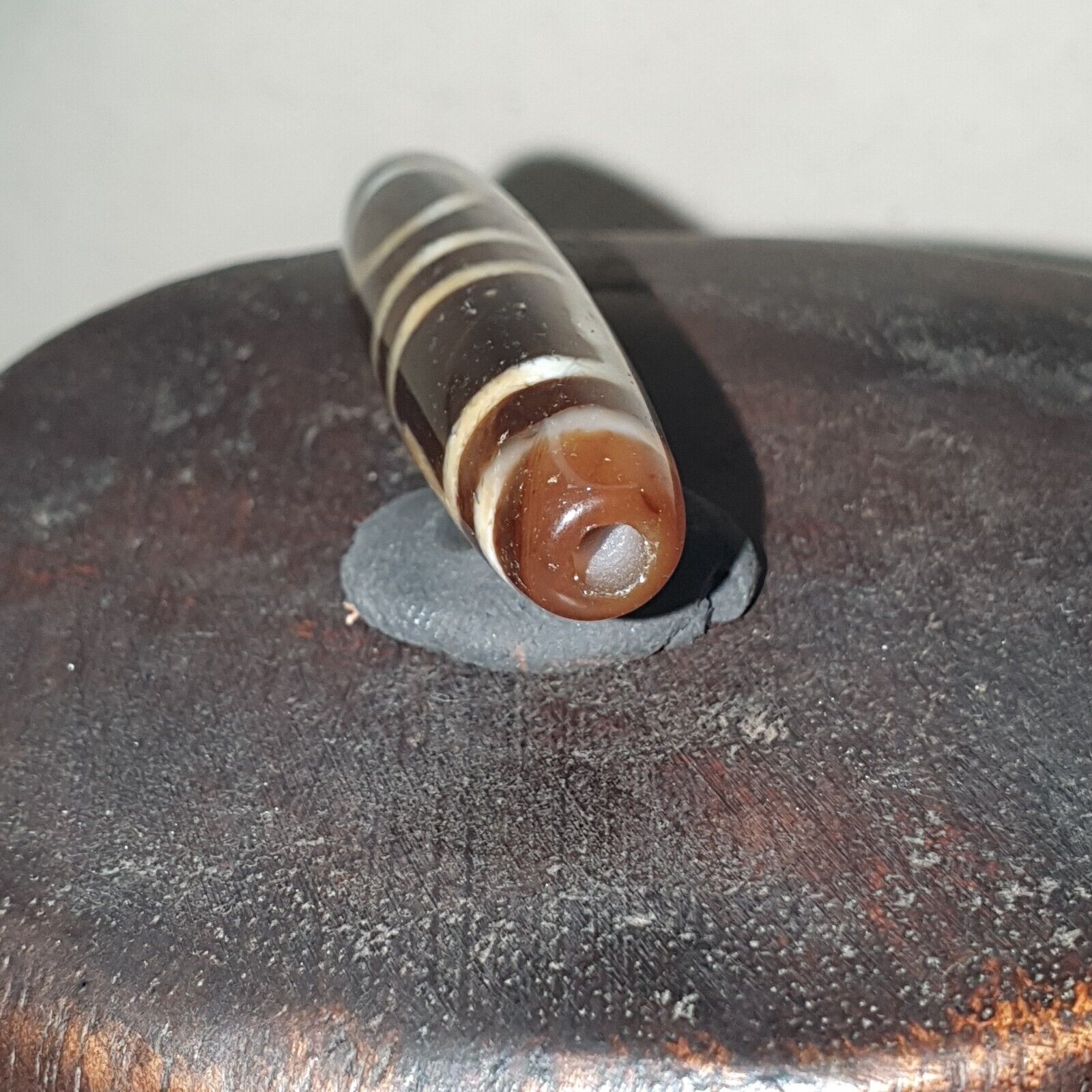 Rare Himalayan Tibetan Dzi Buddha Eye Quad Sakor Amulet Bead