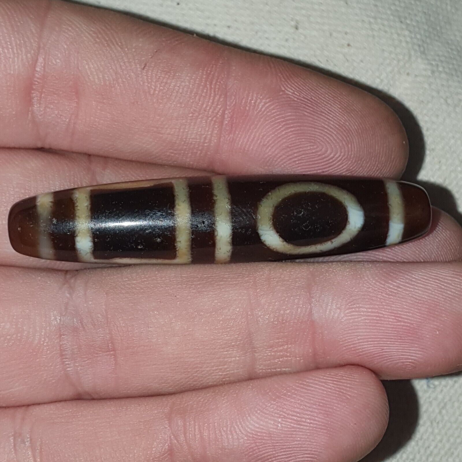 Rare Himalayan Tibetan Dzi Buddha Eye Quad Sakor Amulet Bead