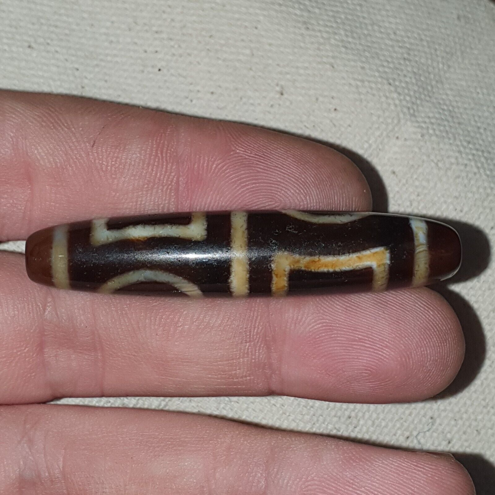 Rare Himalayan Tibetan Dzi Buddha Eye Quad Sakor Amulet Bead