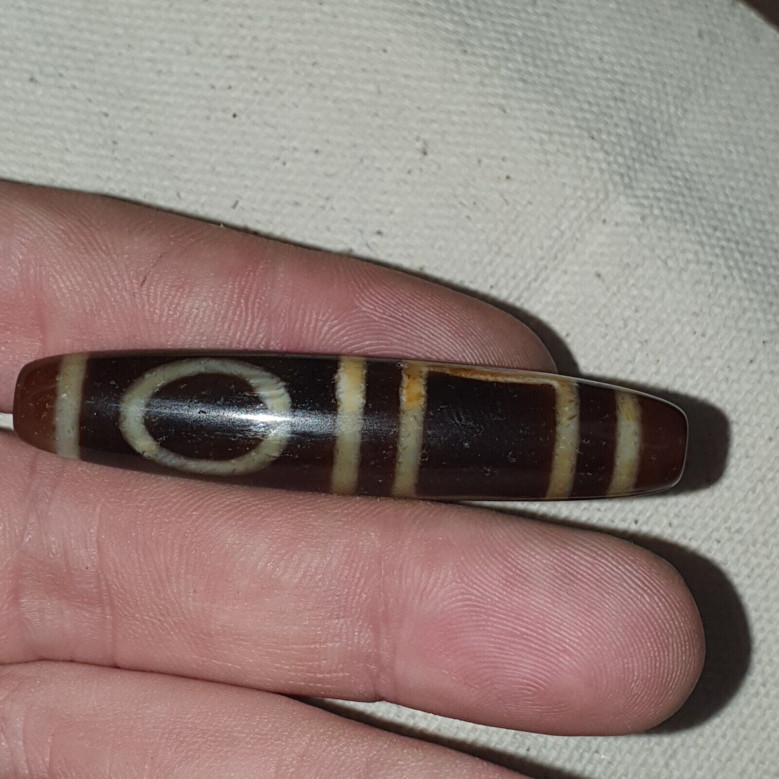 Rare Himalayan Tibetan Dzi Buddha Eye Quad Sakor Amulet Bead