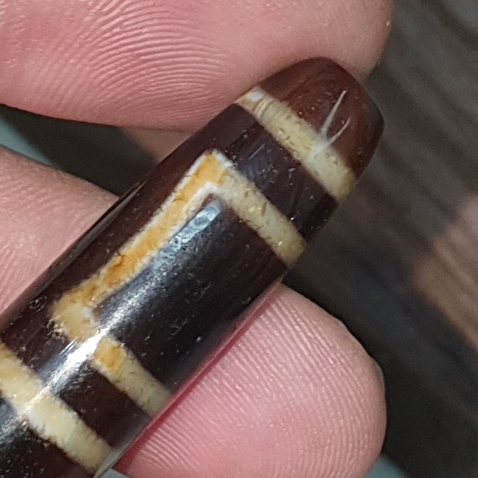 Rare Himalayan Tibetan Dzi Buddha Eye Quad Sakor Amulet Bead
