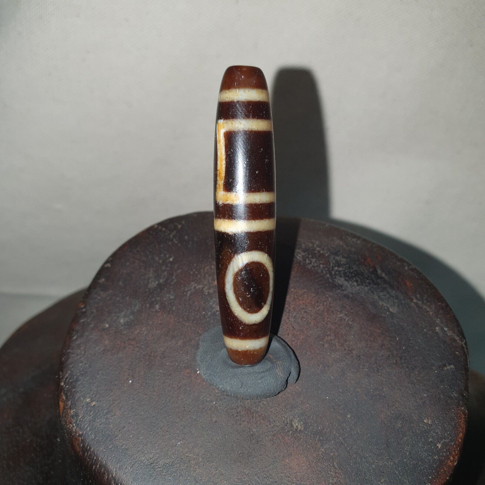 Rare Himalayan Tibetan Dzi Buddha Eye Quad Sakor Amulet Bead