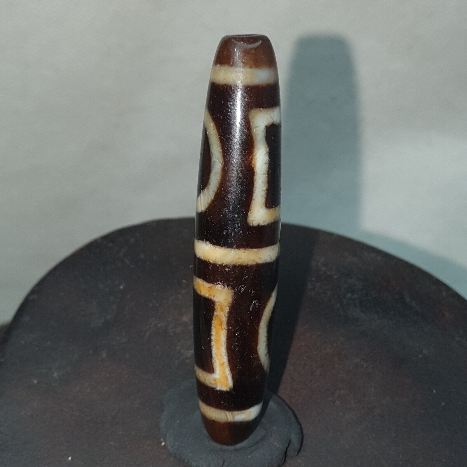Rare Himalayan Tibetan Dzi Buddha Eye Quad Sakor Amulet Bead