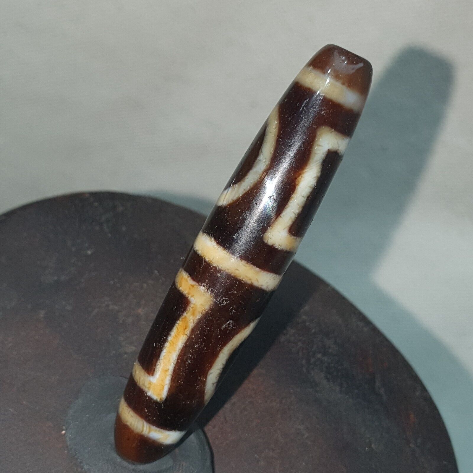 Rare Himalayan Tibetan Dzi Buddha Eye Quad Sakor Amulet Bead