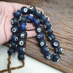 Amazing Vintage Evil-Eye old venetian-African Style Glass beads Strand 18-19mm