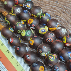 Amazing Vintage venetian-African Murano Style Glass beads Strand 15-16mm